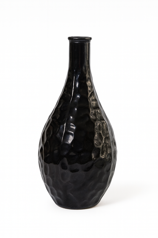 The Obsidian Hammered Glass Vase